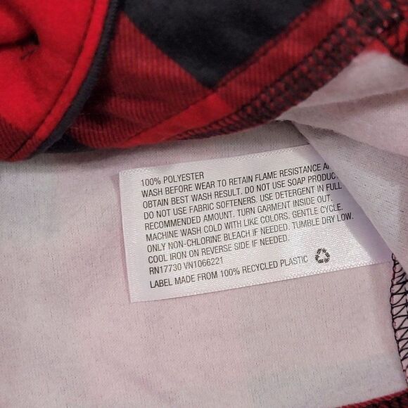 Toddler Holiday Buffalo Check Flannel Pajama Set - Red 12M Unisex - NWOT - Picture 5 of 5